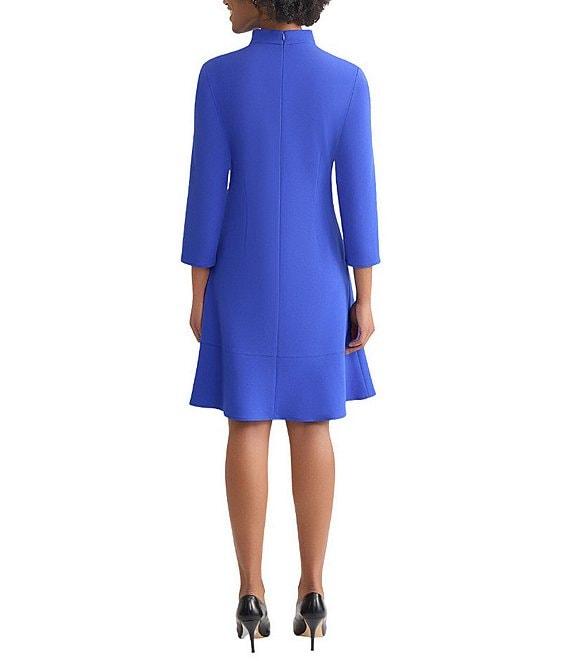 Ming Wang Stretch Crepe Funnel Neck Bracelet Sleeve A-Line Dress Product Image