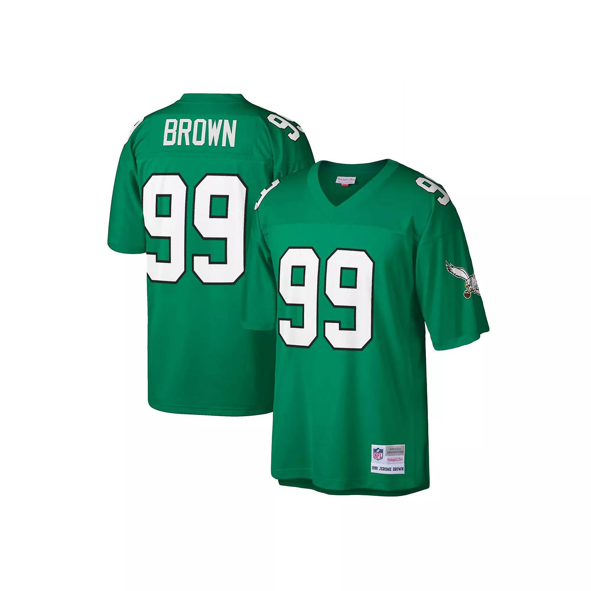 Mens Mitchell & Ness Jerome Brown Kelly Philadelphia Eagles Big & Tall 1990 Retired Player Replica Jersey Product Image