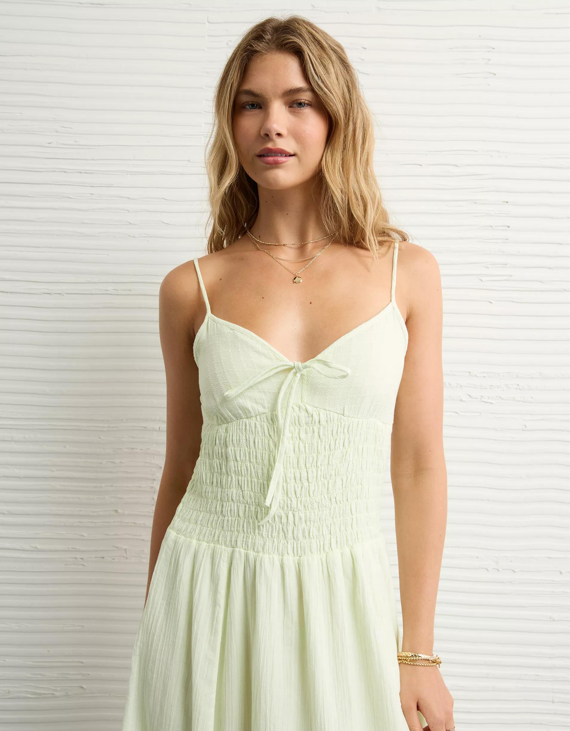 AE V-Neck Smocked Bodice Midi Dress Product Image