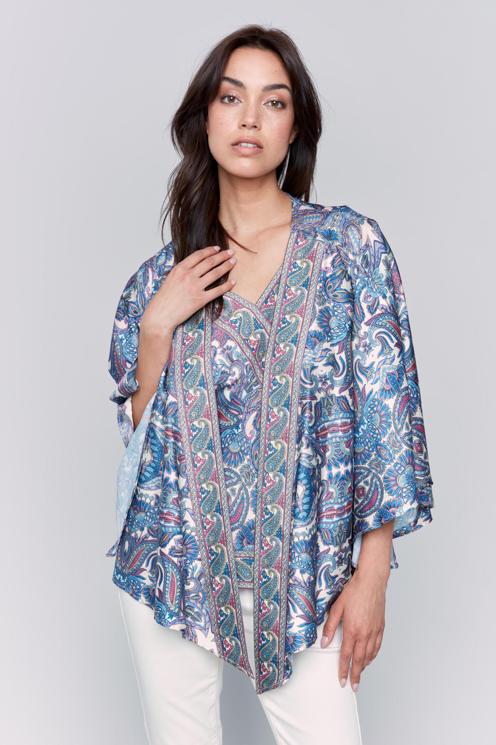 Printed Wide 3/4 Sleeves Kimono Product Image