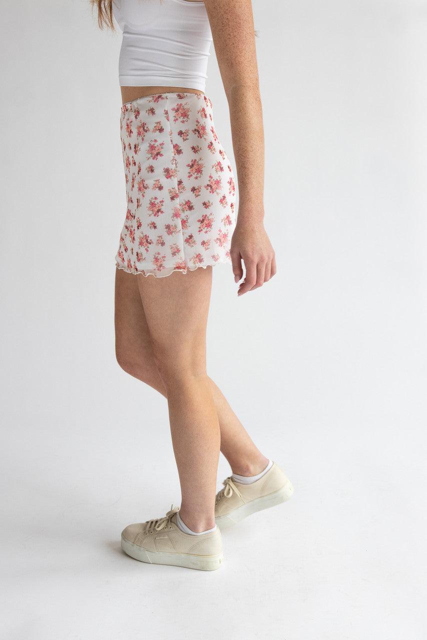 Floral Mesh Mini Skirt Product Image