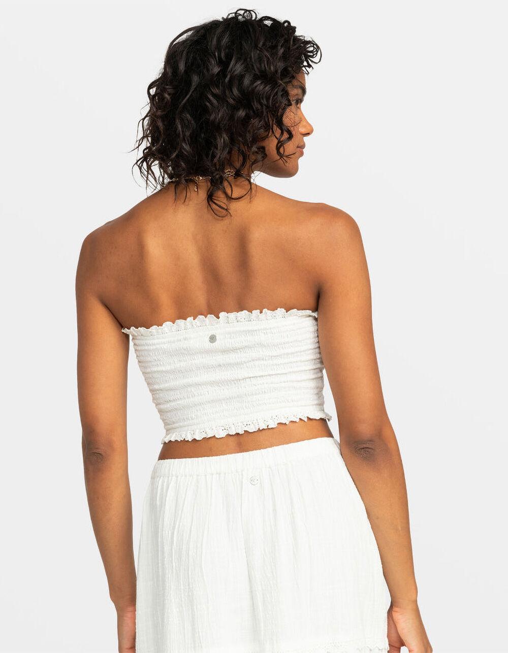 ROXY Warm Waters Womens Eyelet Tube Top - WHITE Product Image