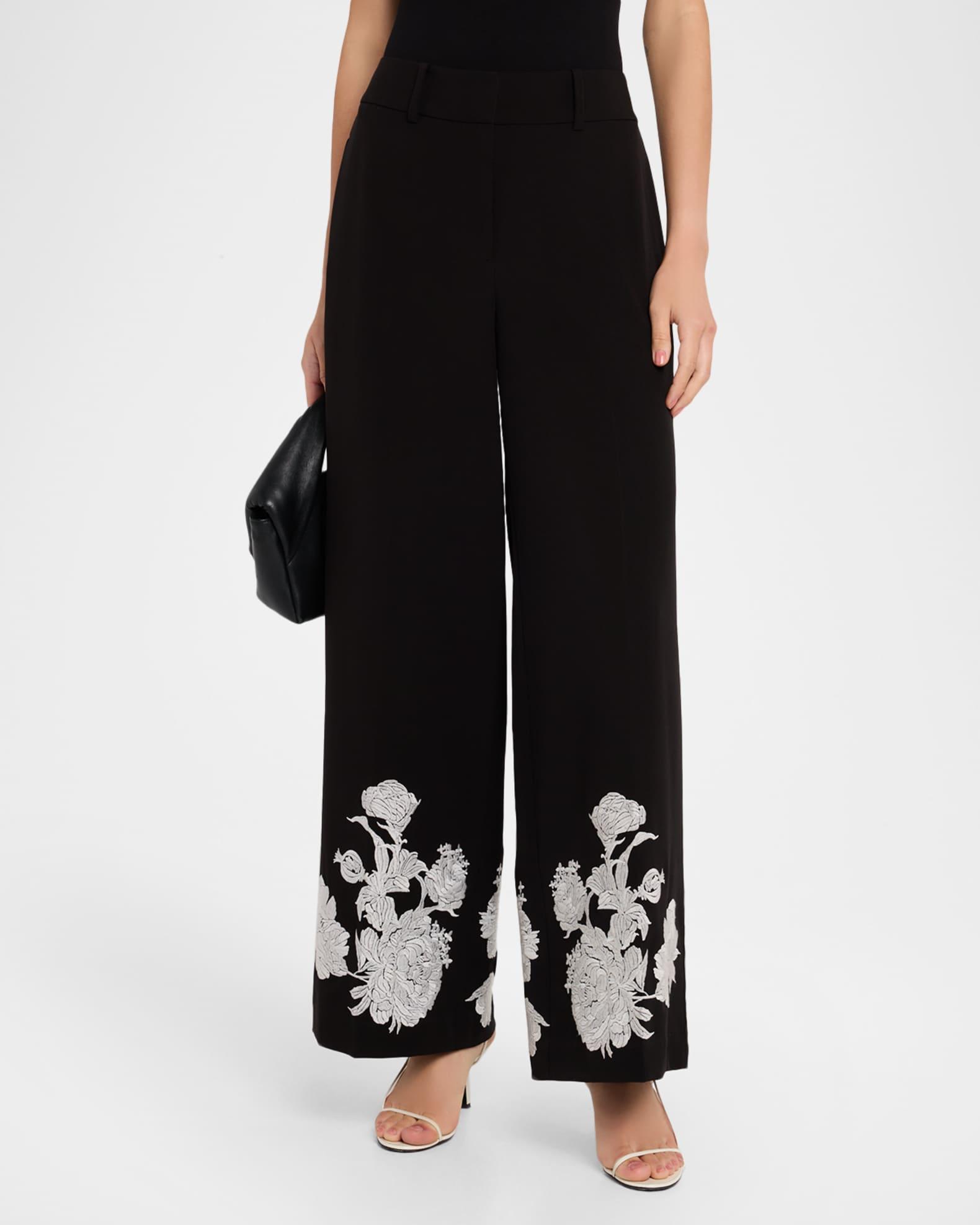 The Isla Embroidered Wide-Leg Pants Product Image
