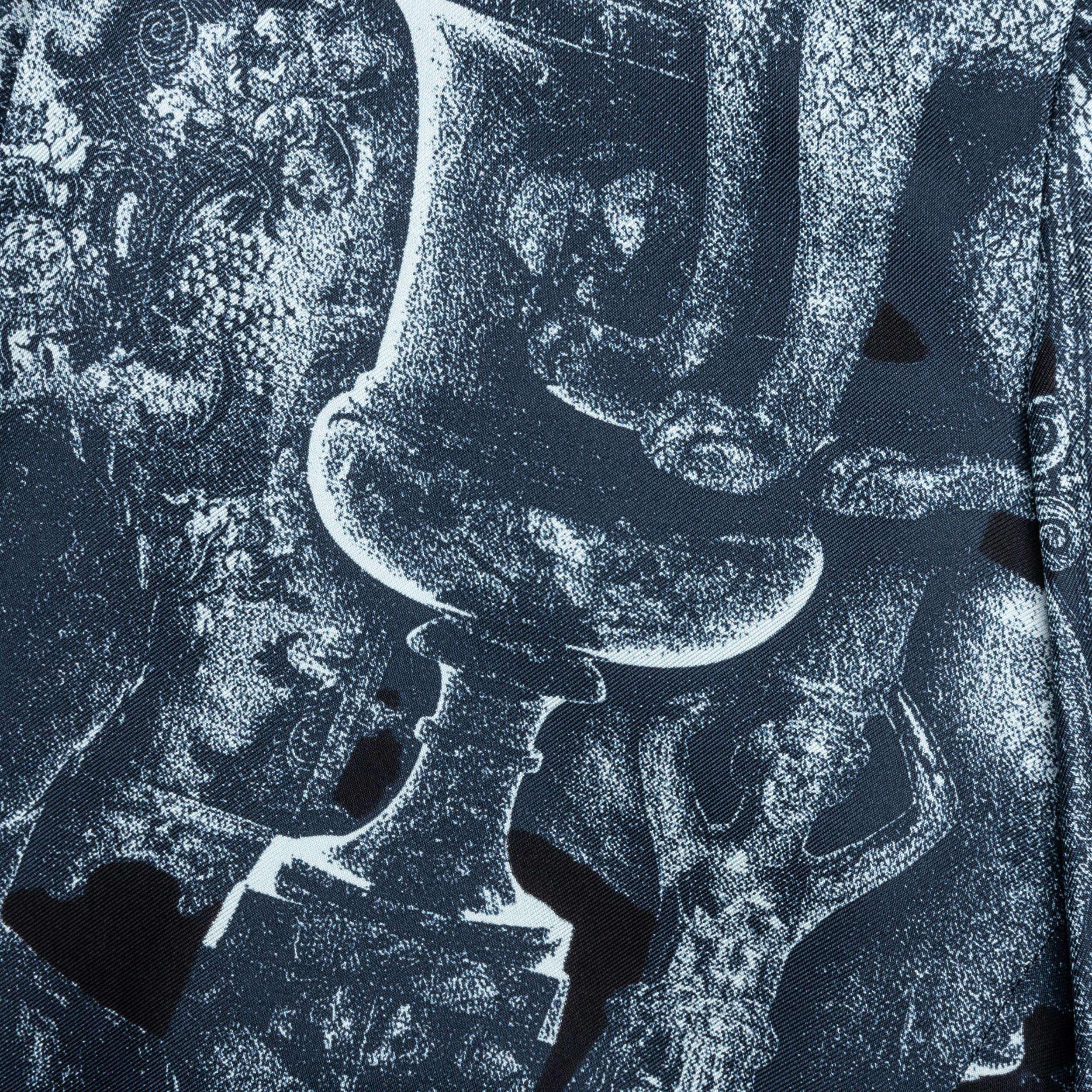 Silk Bermuda Shorts with Hubert Objects - Black/Navy Male Product Image