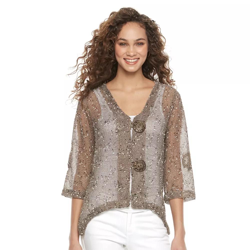 Women's Nina Leonard Button Knit Cardigan,  Product Image