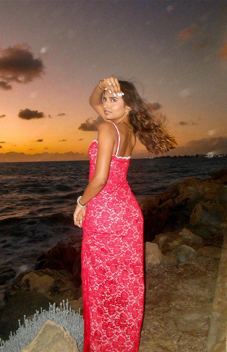 Kata Red Lace Maxi Dress Product Image
