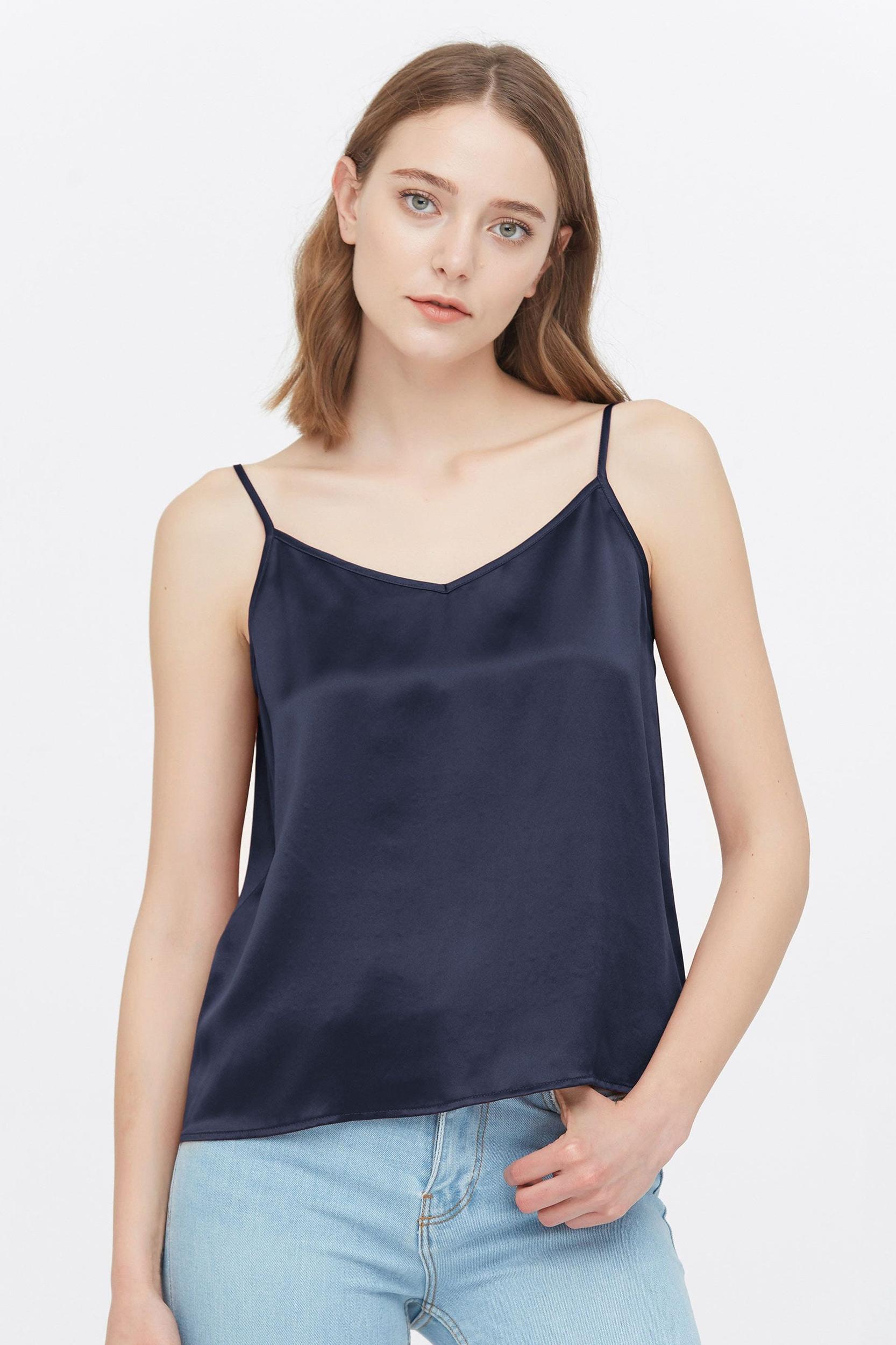  V Neck Front and Back Silk Camisole Product Image
