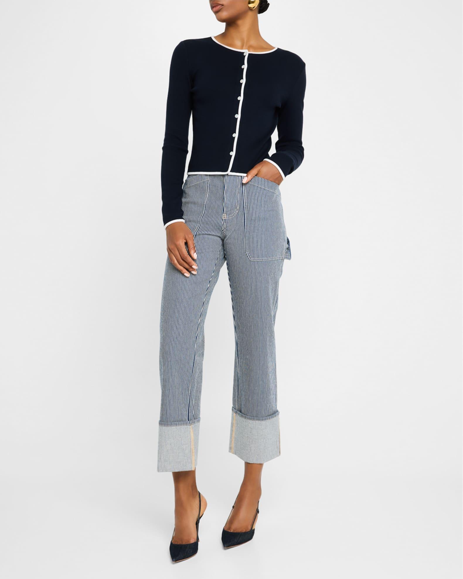 Dylan High-Rise Straight Cuffed Jeans Product Image