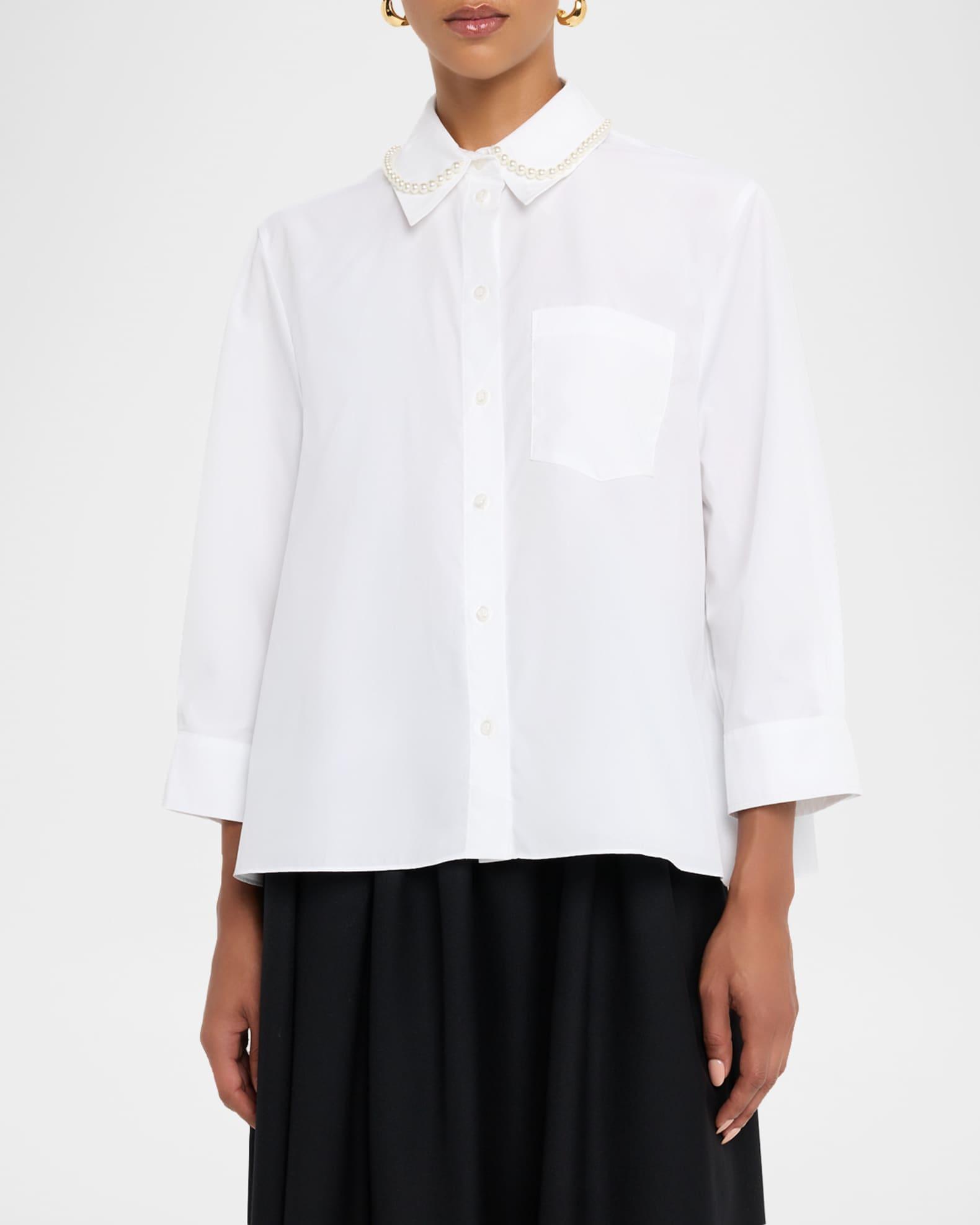 Pearly Beaded Collar Button-Down Shirt Product Image