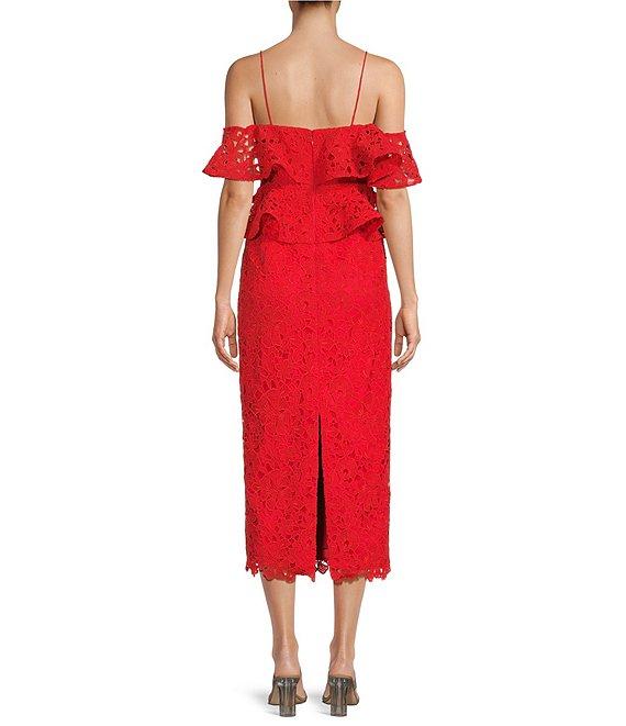Muse by Marchesa Amaryllis Lace Off-The-Shoulder Midi Dress Product Image