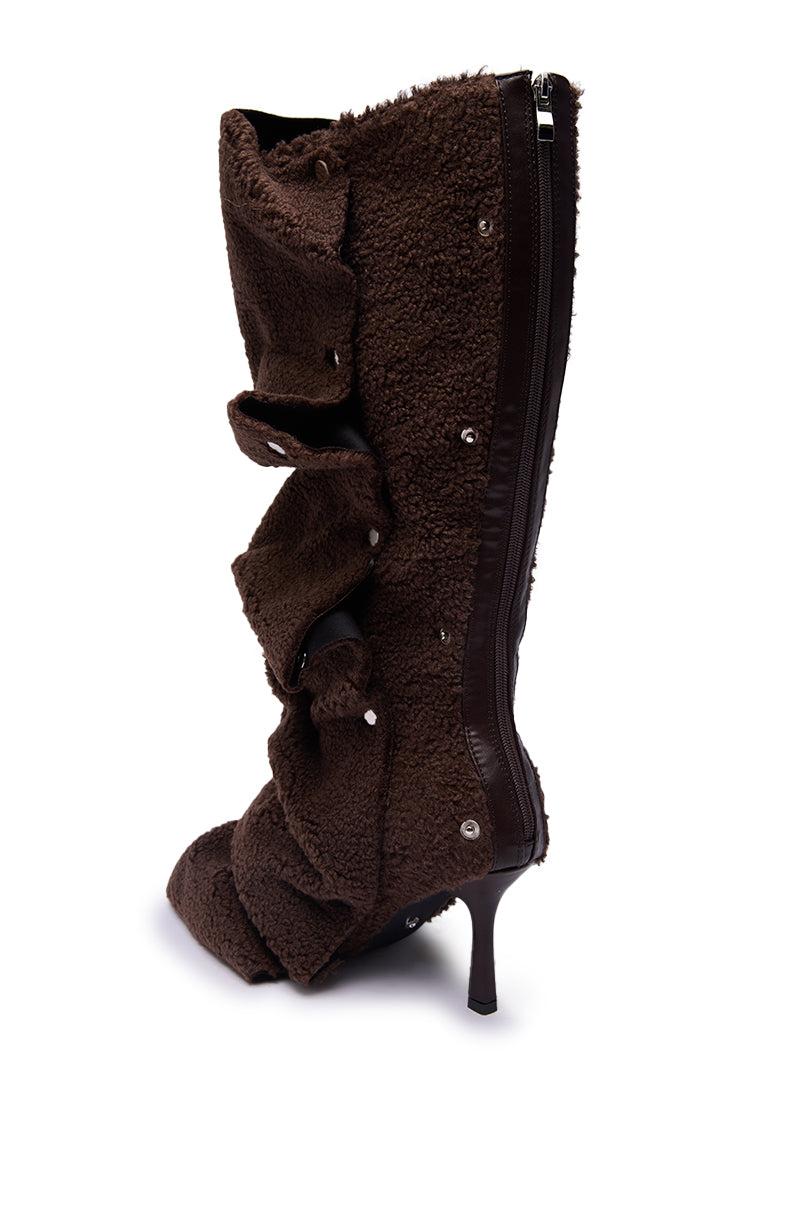 AZALEA WANG FABIAN BROWN SHERPA FOLDED DETAIL BOOT Product Image