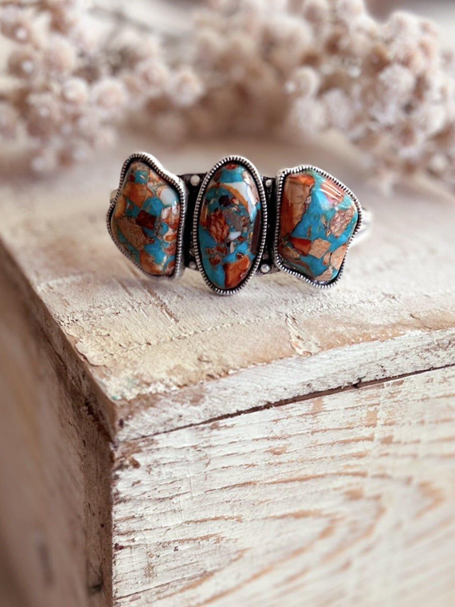 Chunky Colorful Stone Cuff Bracelet Product Image