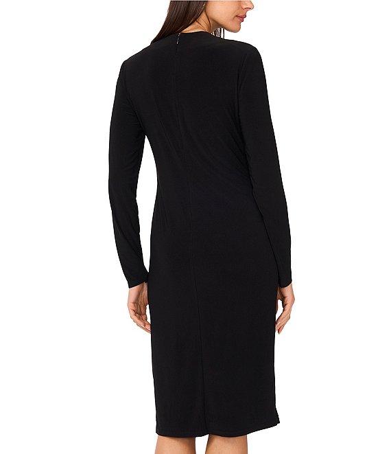 Vince Camuto Knit Mock Neck Long Sleeve Asymmetric Dress Product Image