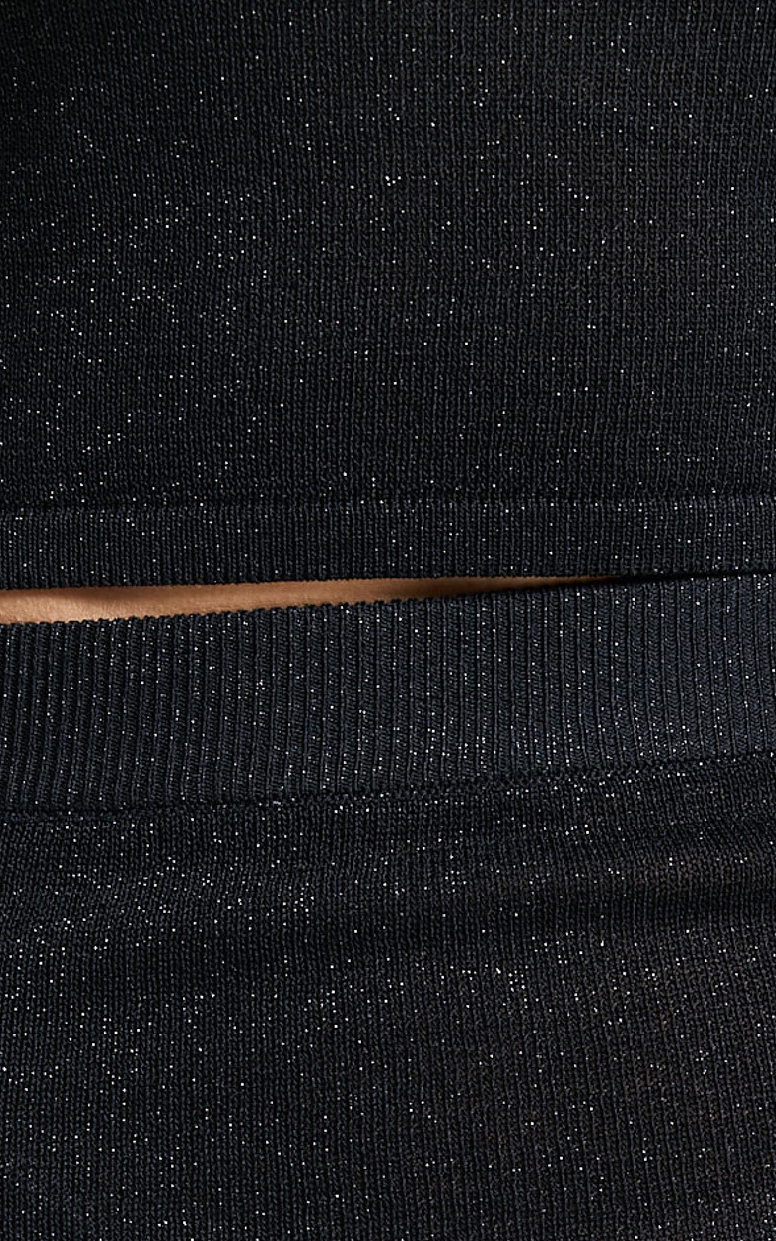 Irina Two Piece Set - Glitter Knit Cami Top and Midi Skirt in Black Product Image