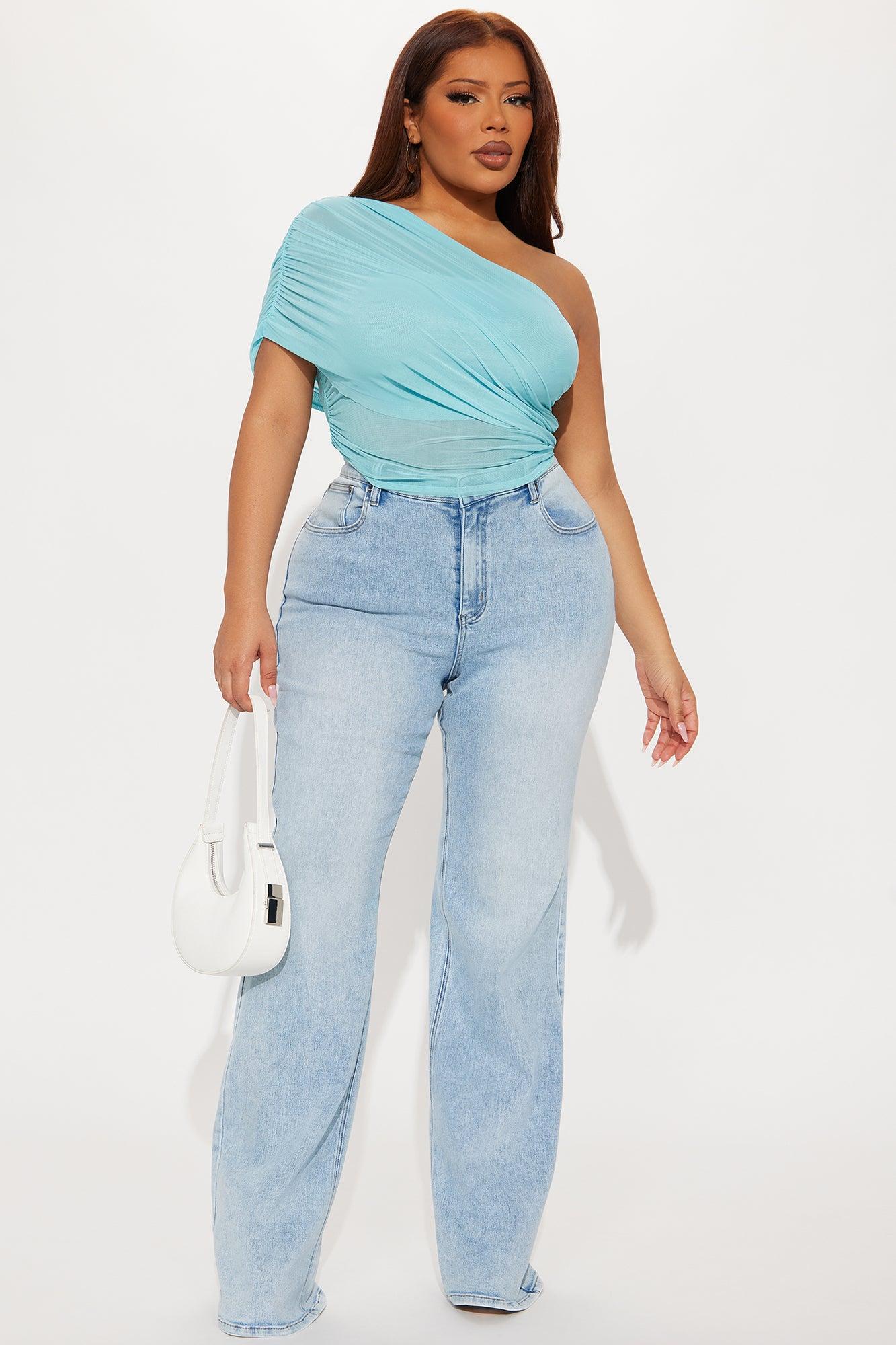 Tall Make My Day Stretch Wide Leg Jeans - Light Wash Female Product Image