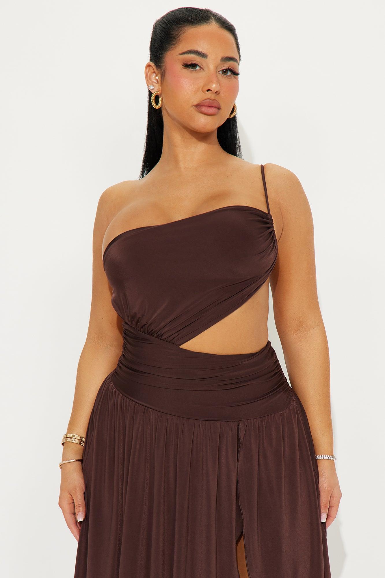 Midnight Essence Cut Out Midi Dress - Chocolate Product Image