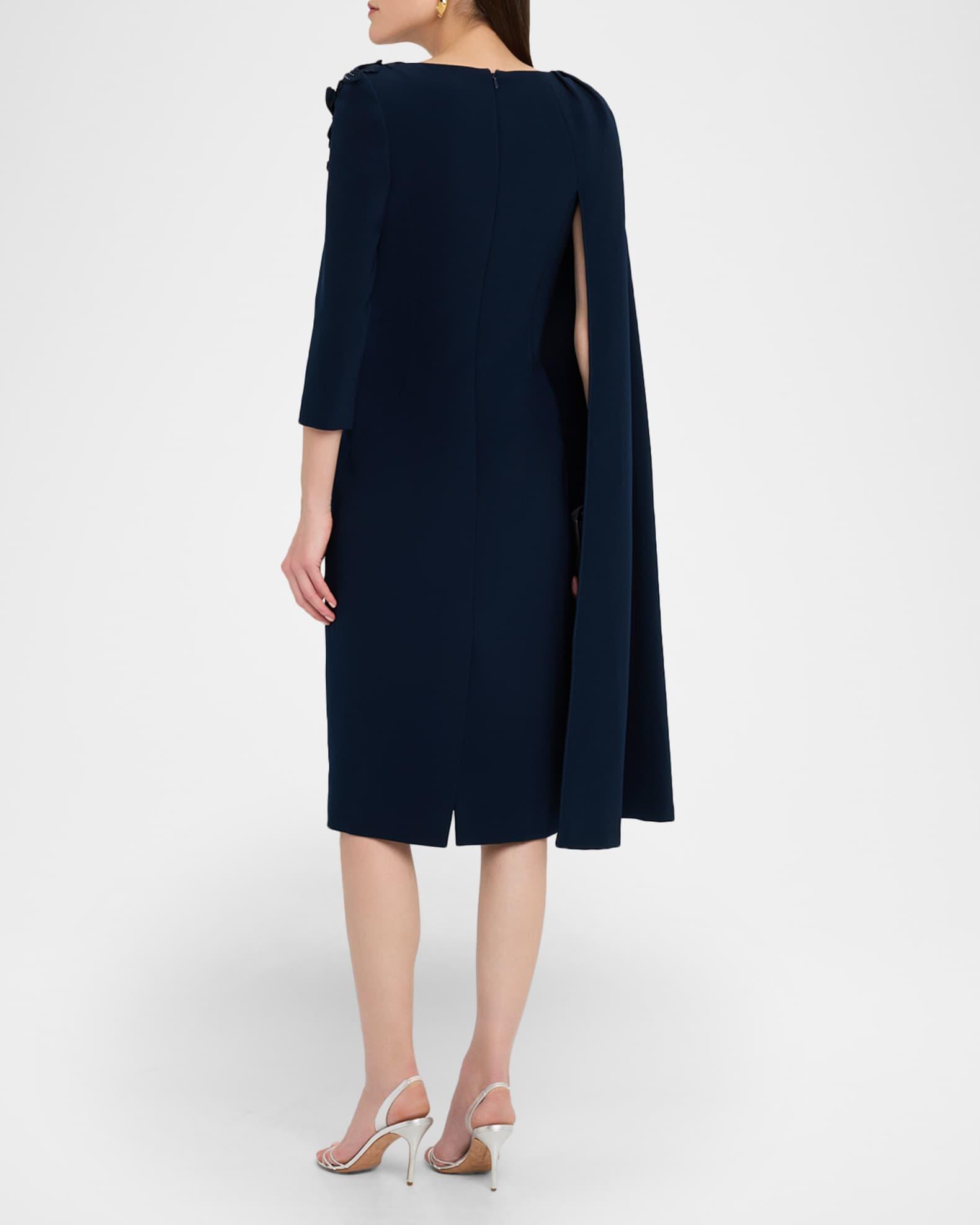 Cape-Sleeve Crepe Midi Dress Product Image