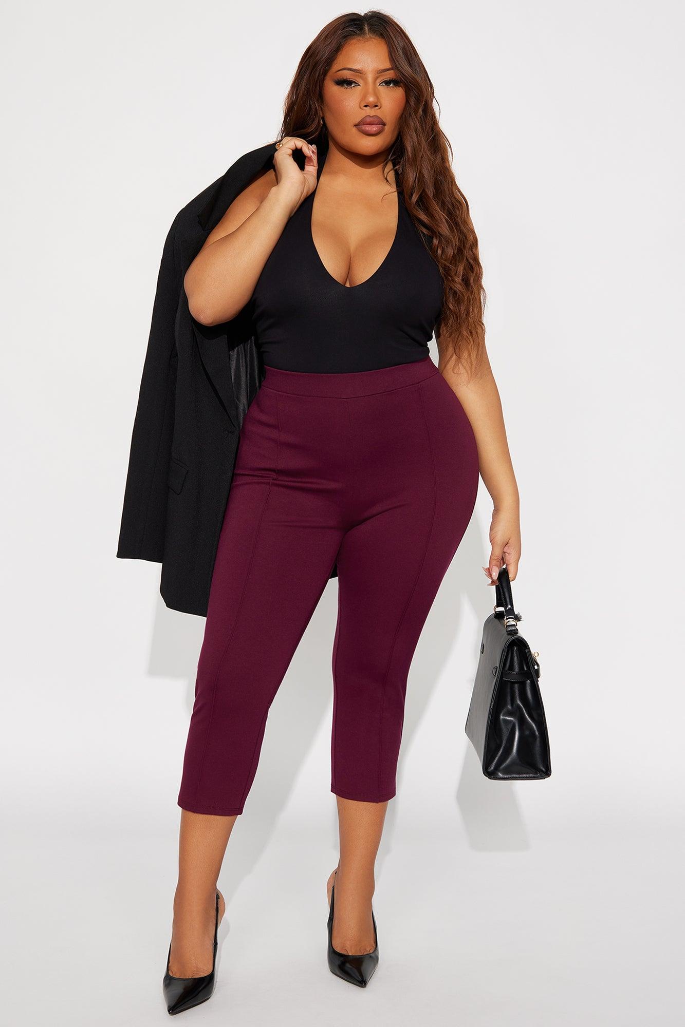 Daniella Pintuck Ponte Capri Legging - Burgundy Female Product Image