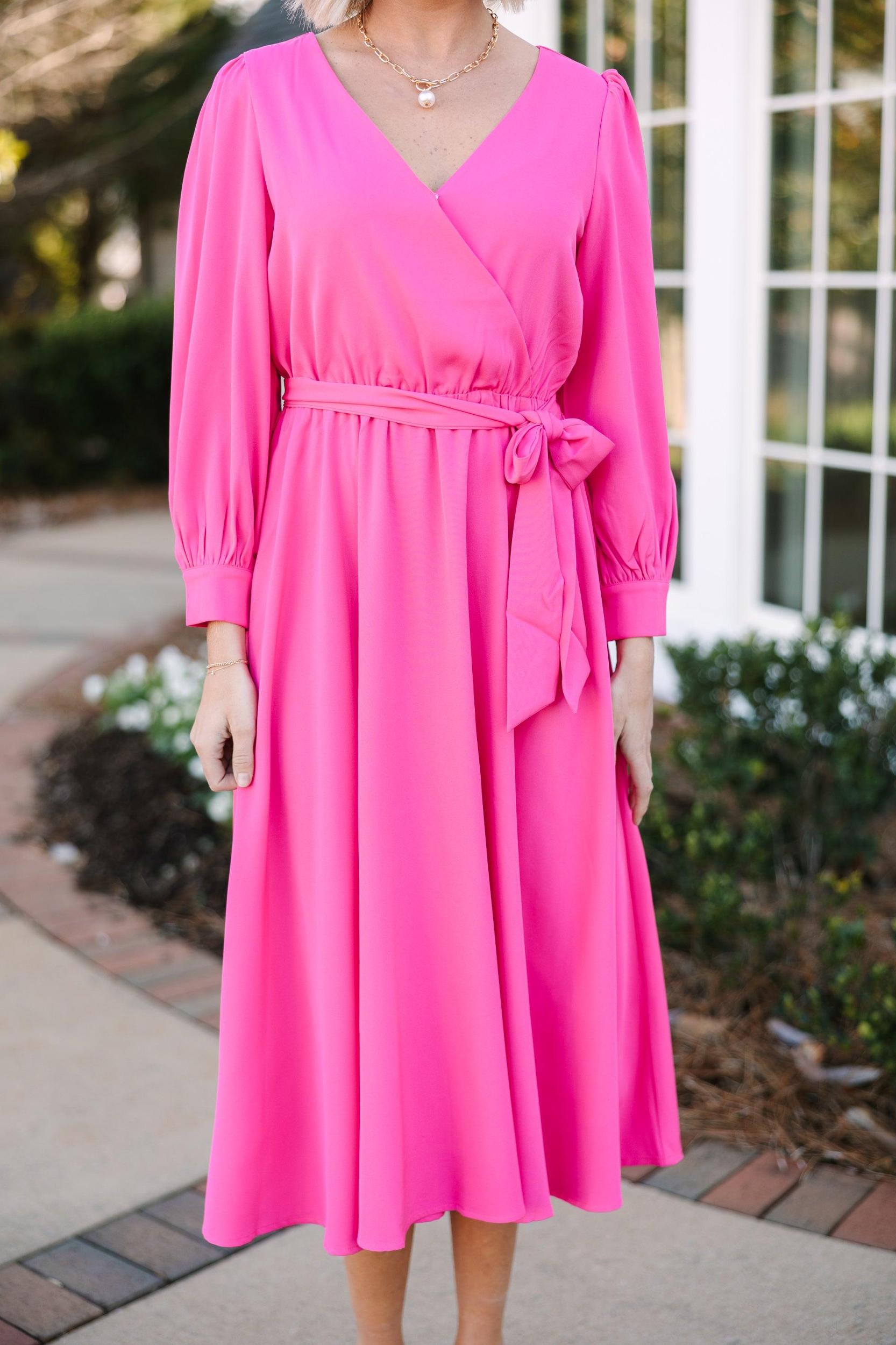 All About You Fuchsia Pink Midi Dress Female Product Image