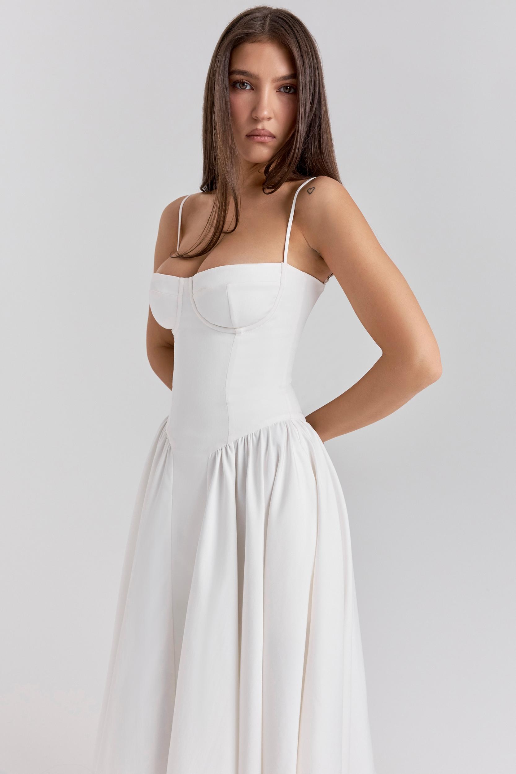 Samaria  white corset midi dress Product Image