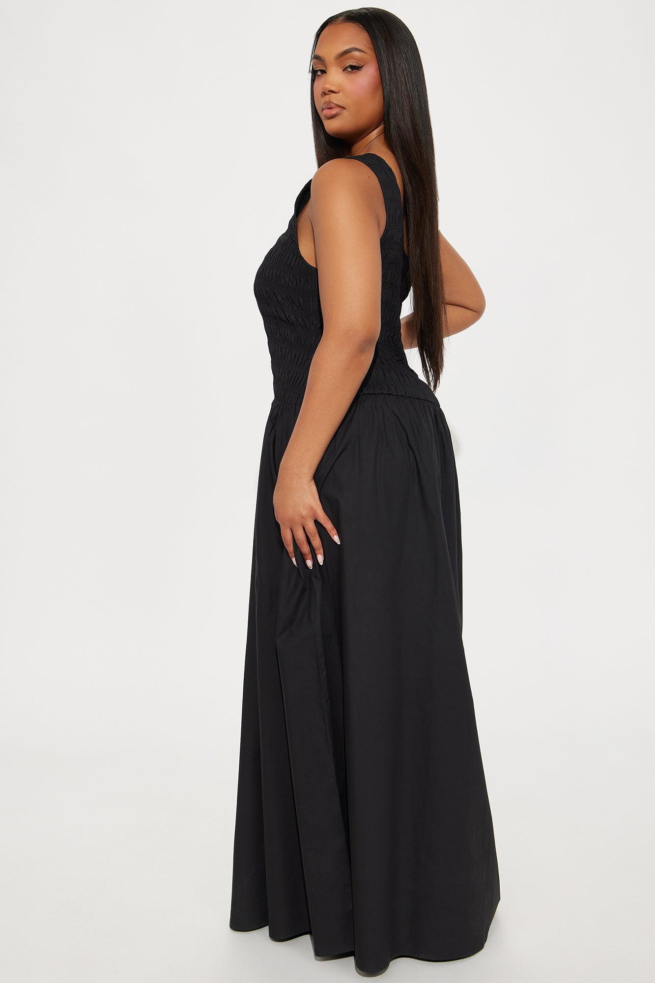 Hallie Poplin Maxi Dress - Black Product Image