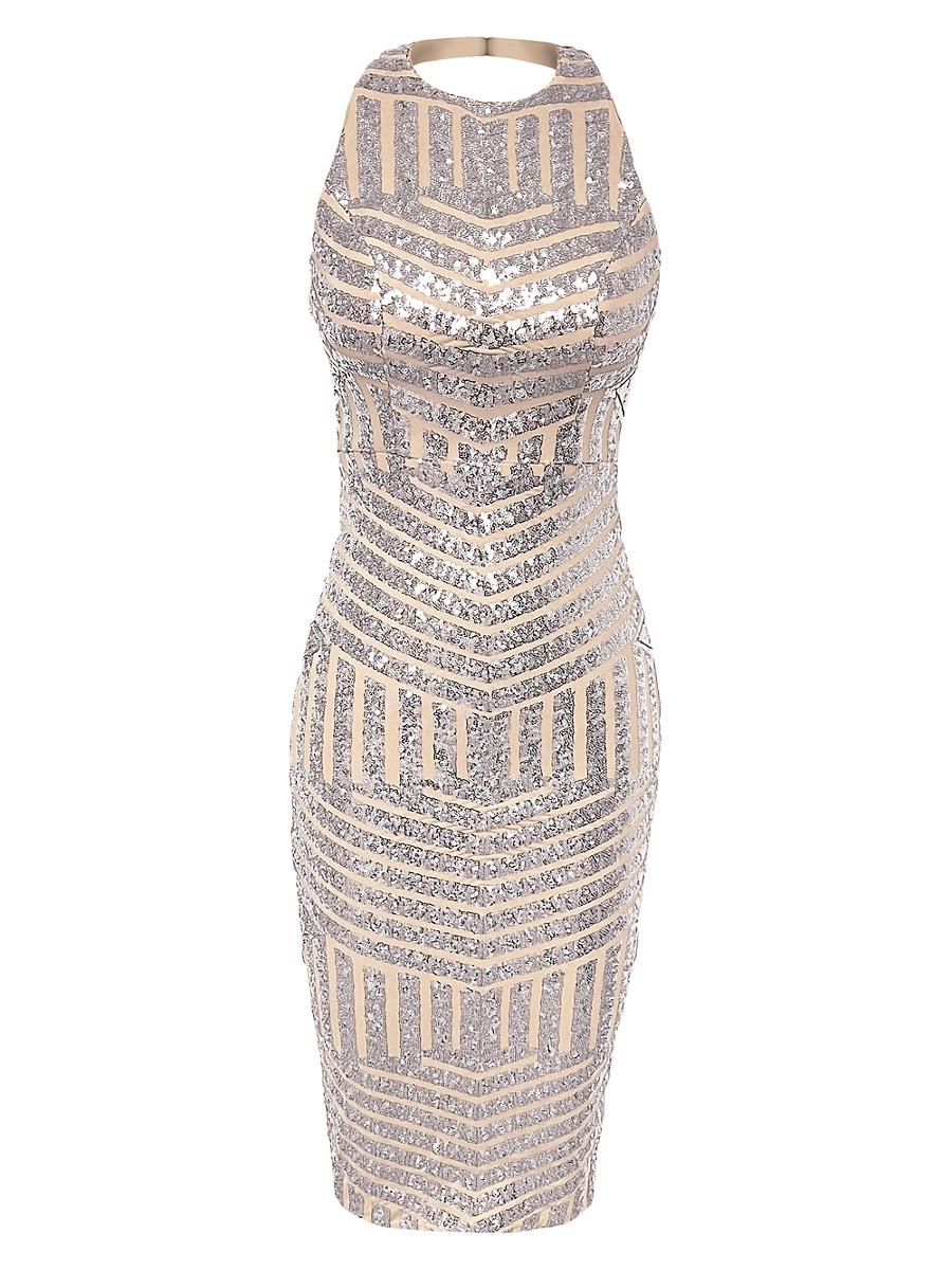 Womens Cleo Sequined Halterneck Midi Dress Product Image