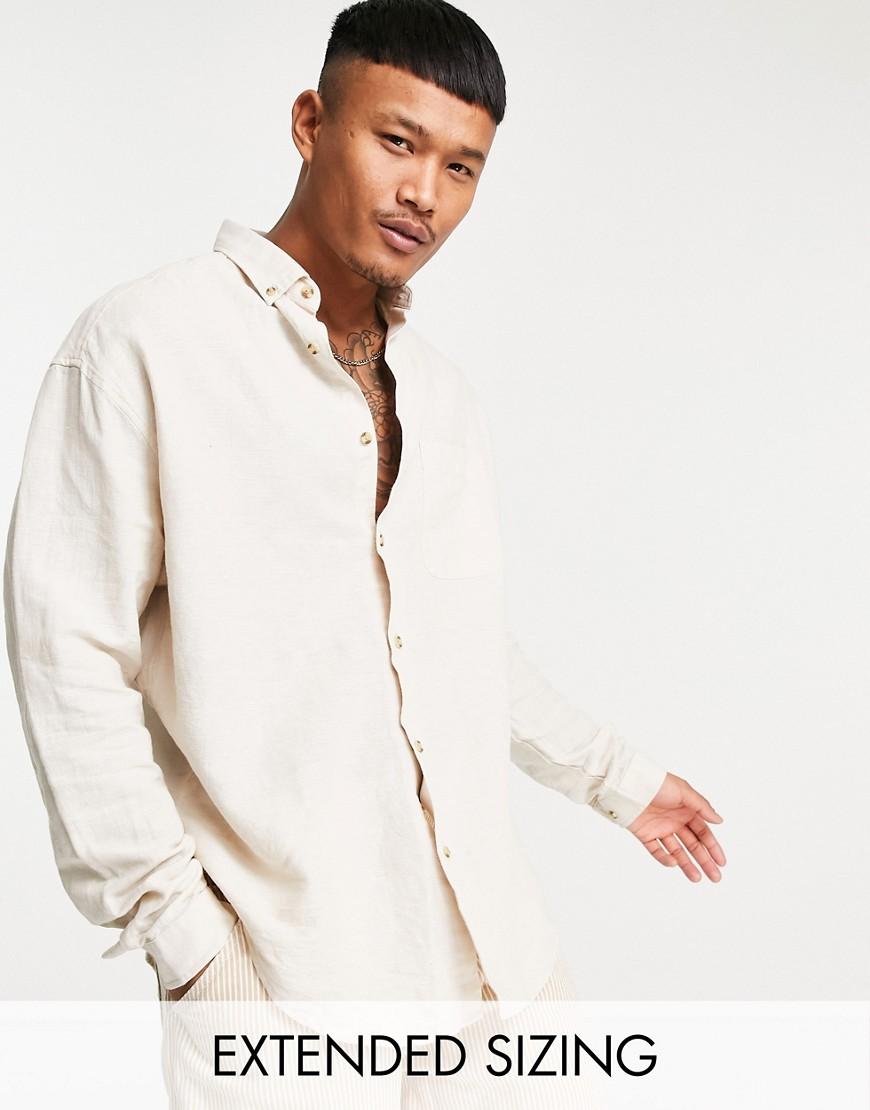ASOS DESIGN 90s oversized linen shirt in white Product Image