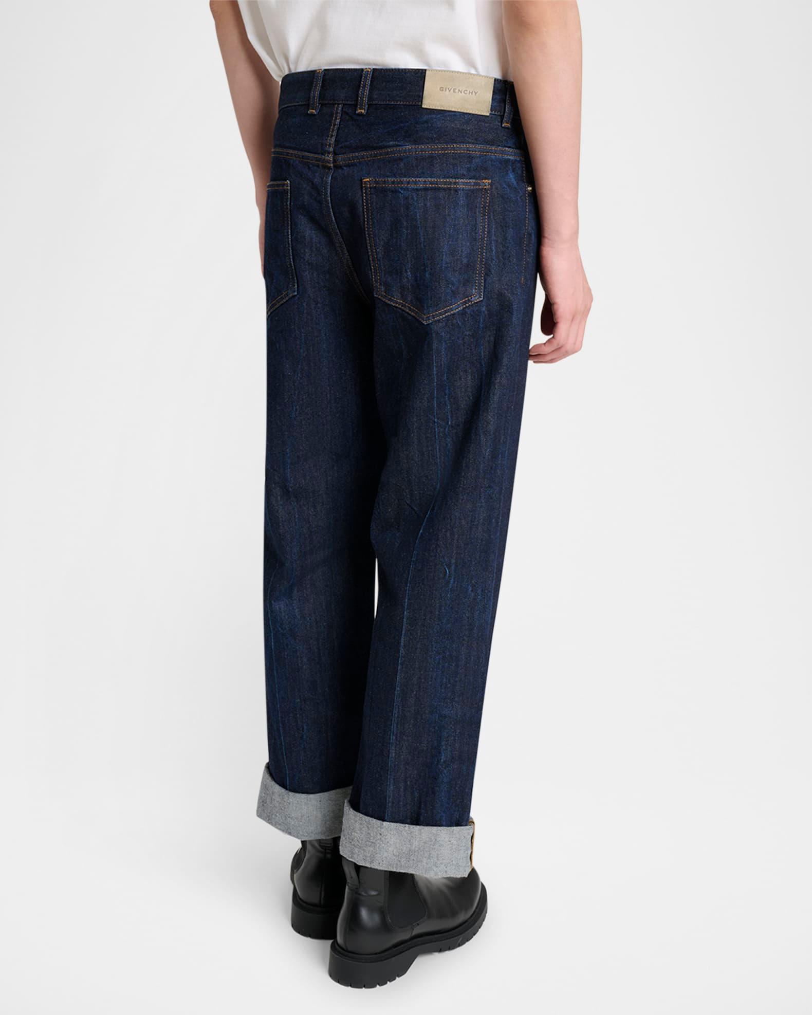 Men's Cuffed Wide-Leg Jeans Product Image