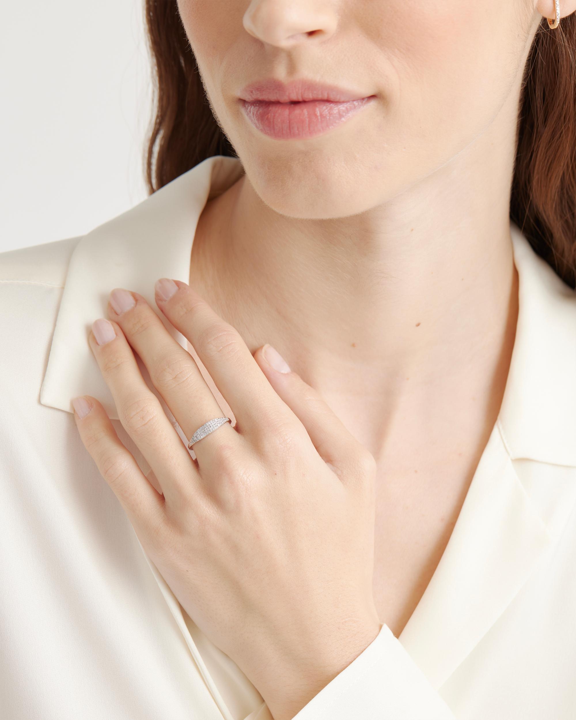 Quince | Women's 14k Gold Pave Slim Signet Ring Product Image