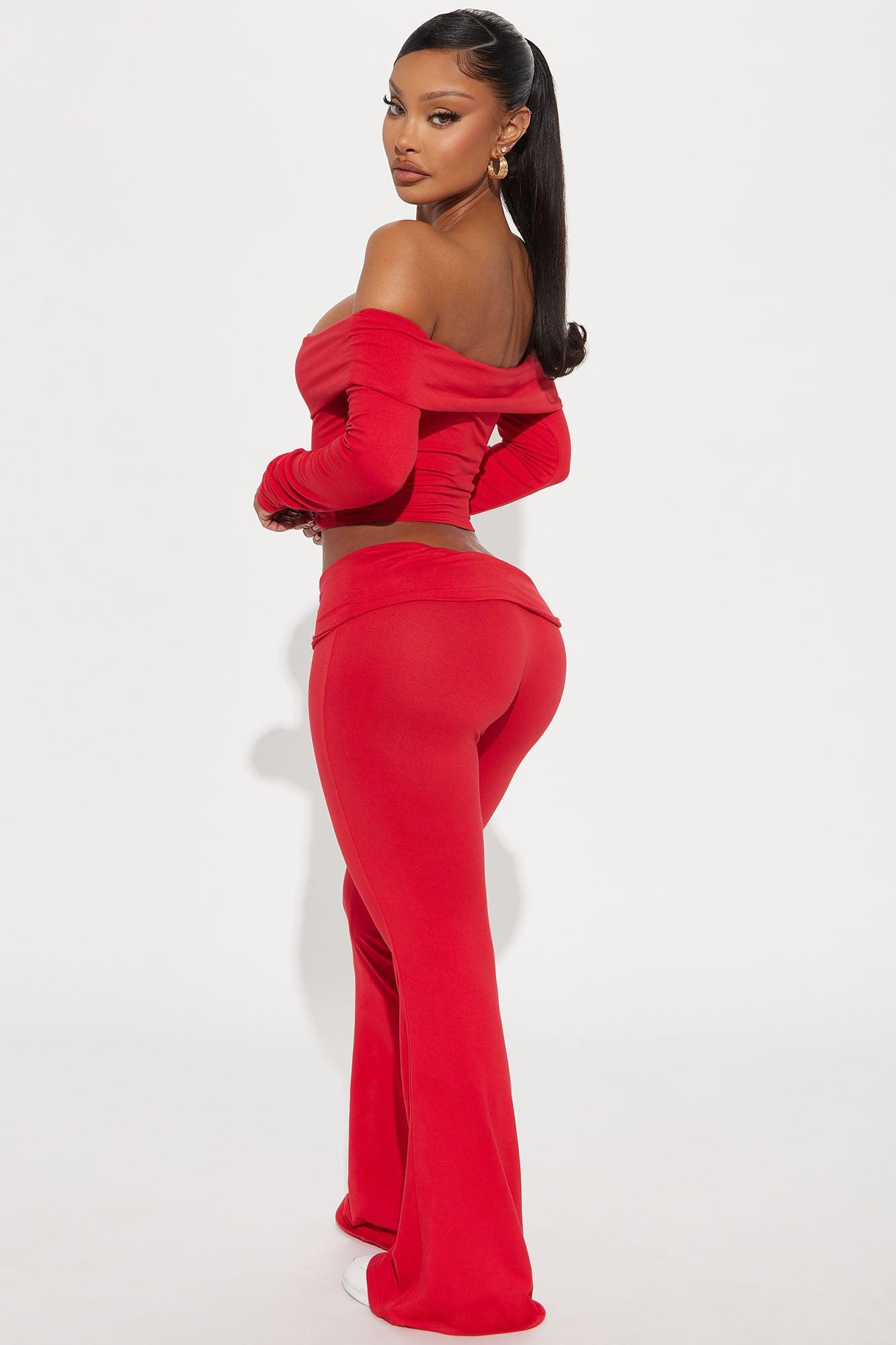 Shayna Off Shoulder Pant Set - Red Product Image