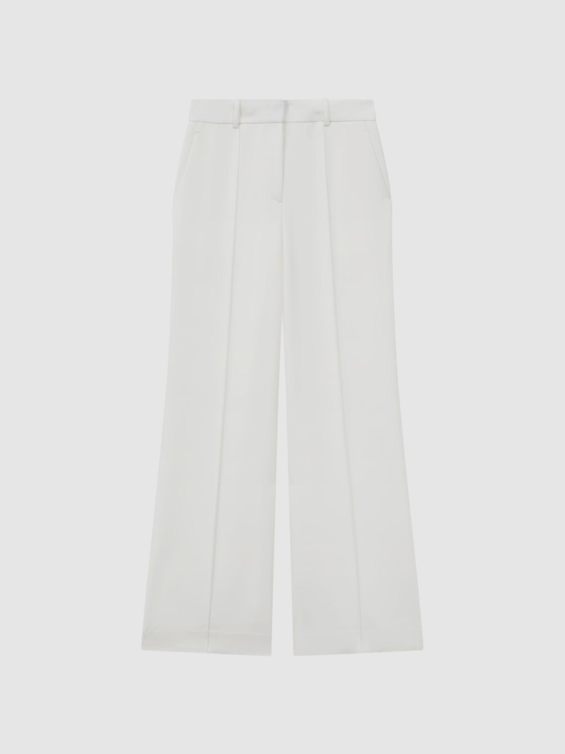 Petite Crepe Wide Leg Suit Trousers in White Product Image
