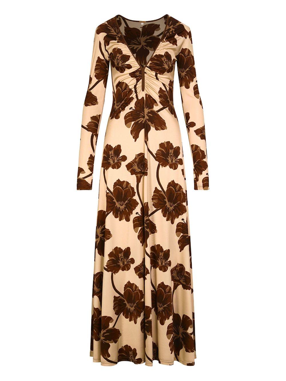floral-print long-sleeved day dress Product Image