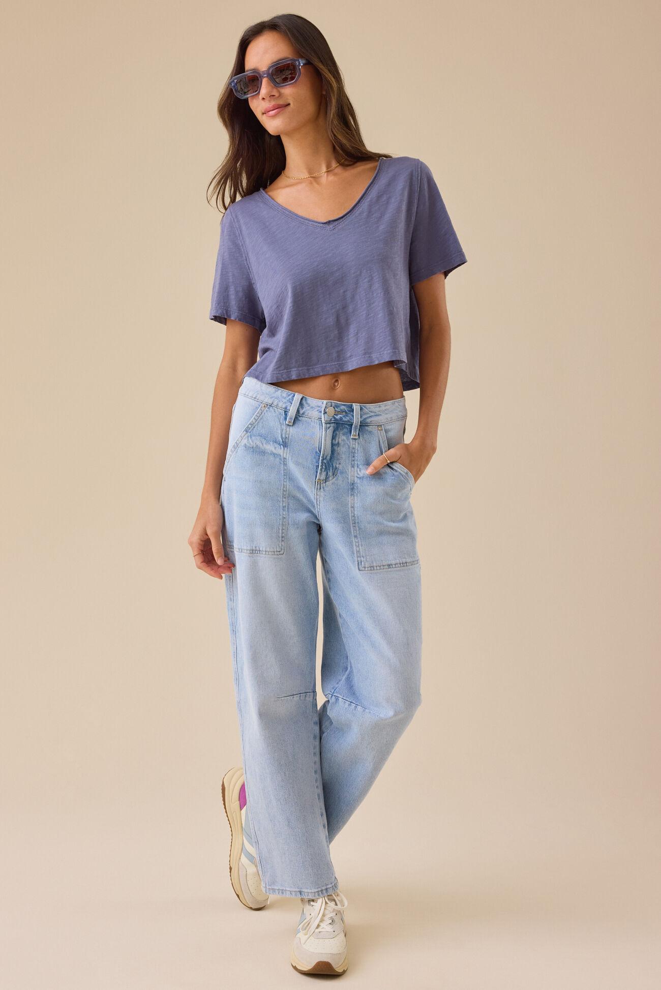 Charly Lace Trim Cropped Tee Product Image