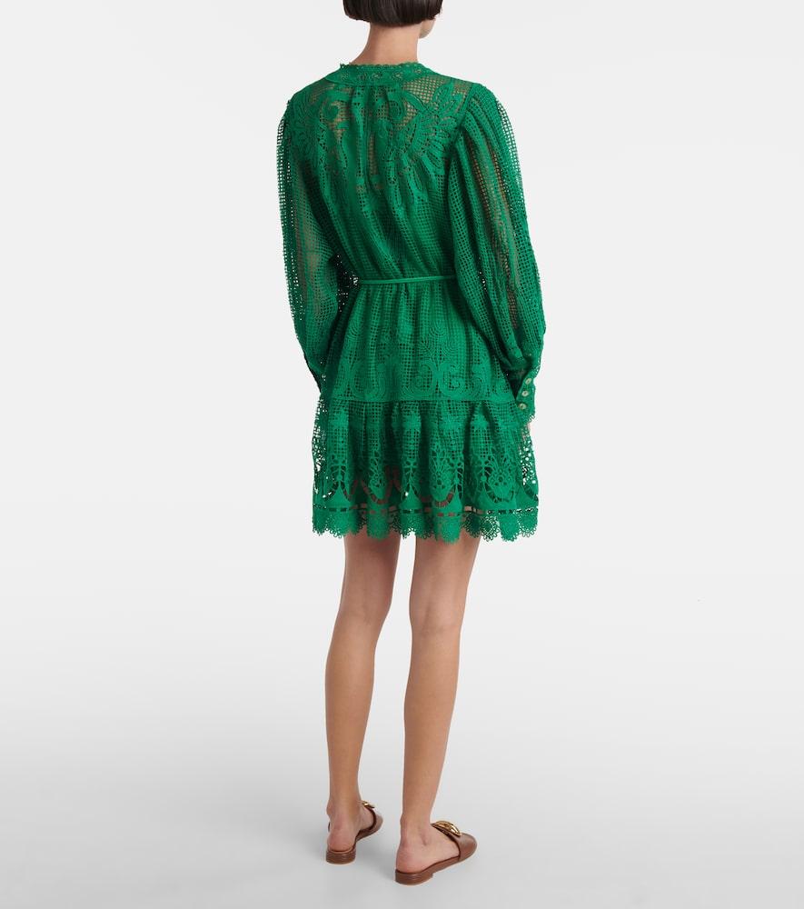 FARM RIO Tropical Flight Green Guipure Minidress Product Image