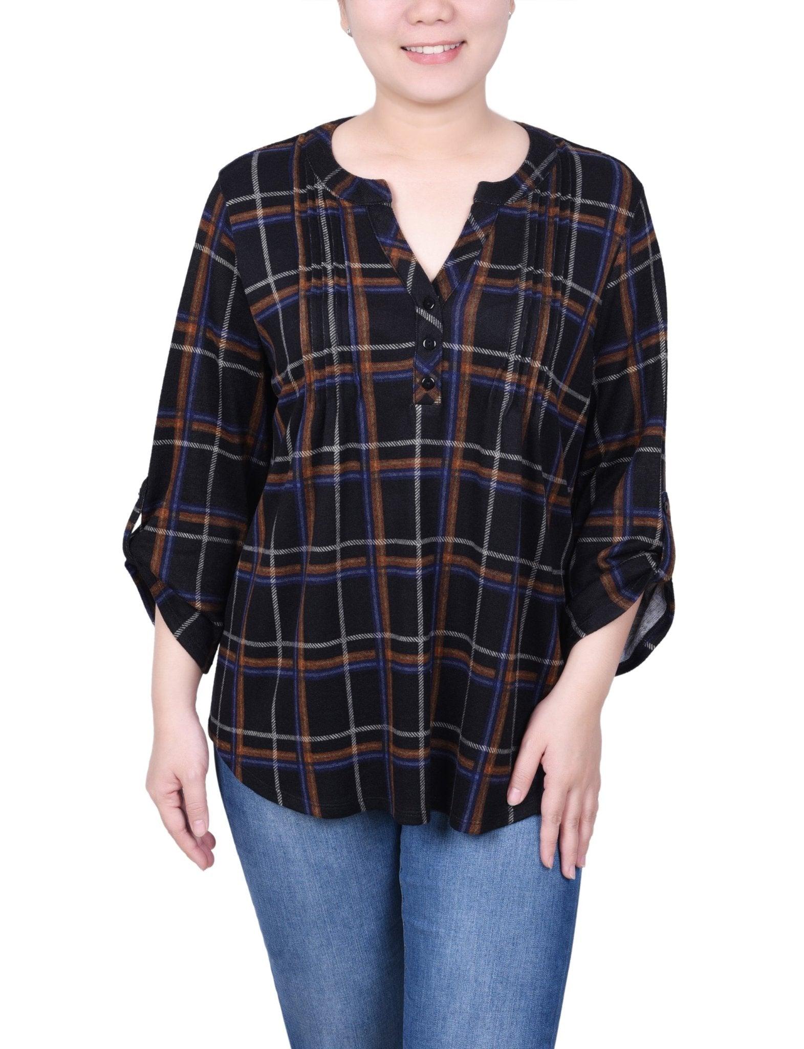3/4 Length Roll Sleeve Top - Petite Product Image