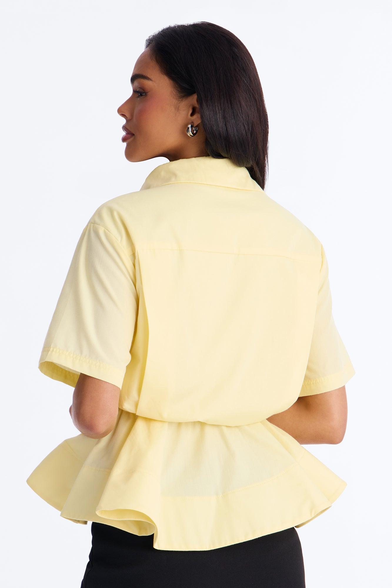 Classic Essentials Peplum Poplin Shirt - Yellow Female Product Image