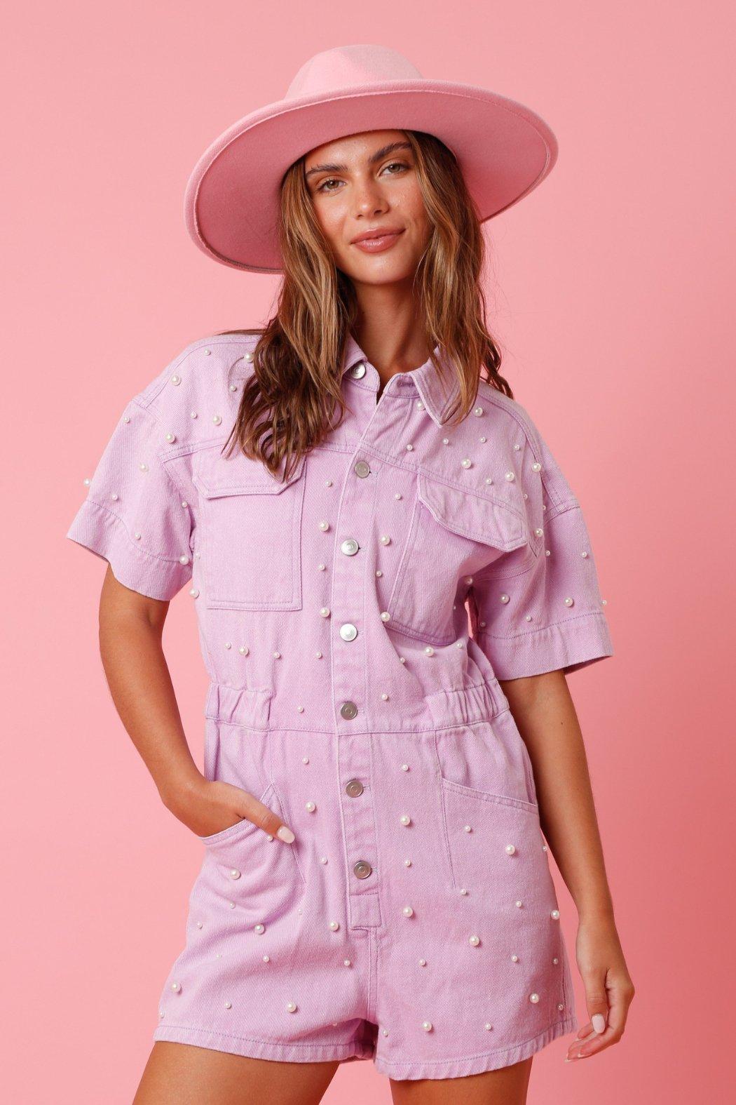 Pearl Denim Romper Product Image