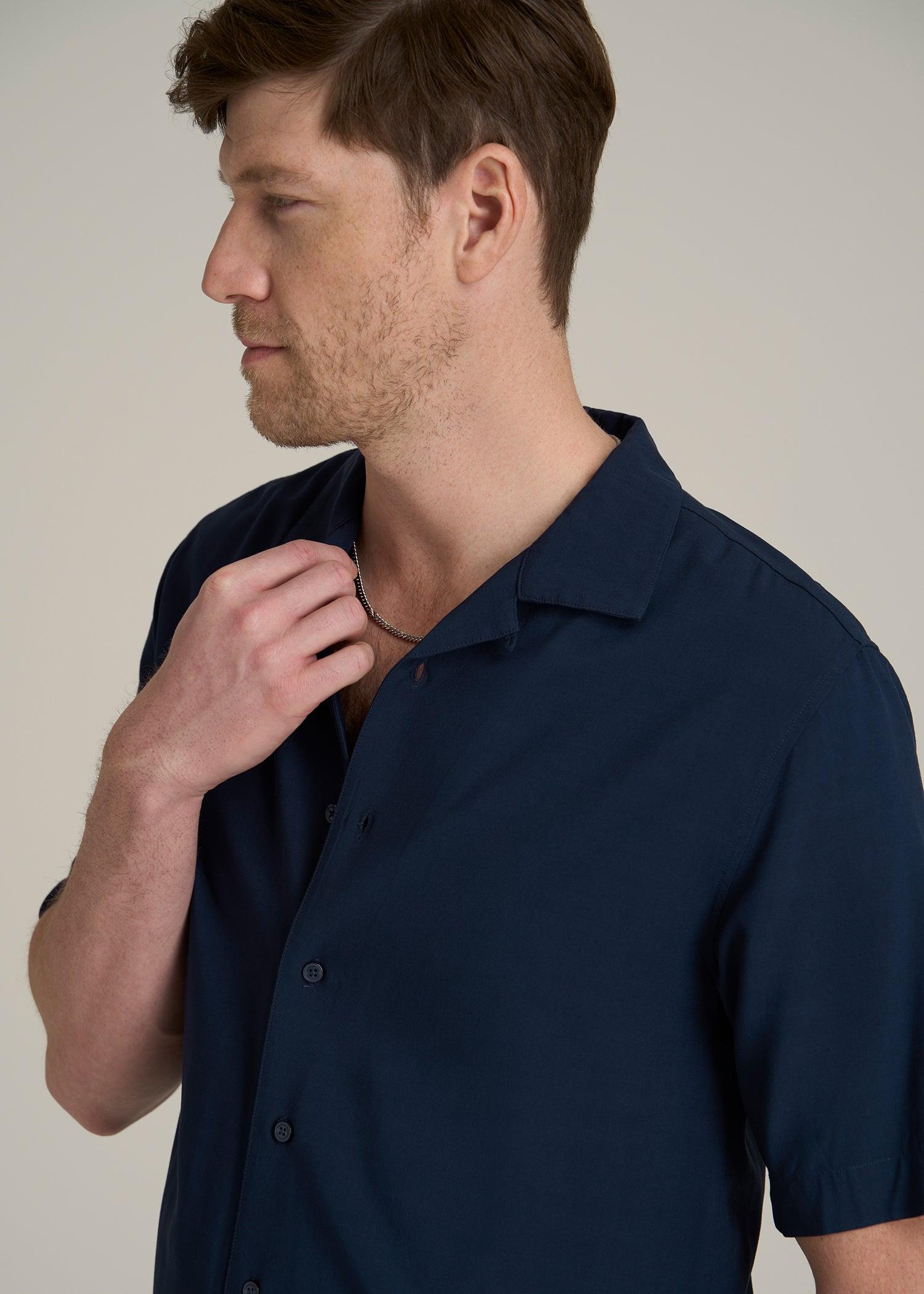 Short Sleeve Resort Shirt for Tall Men in Navy Male Product Image