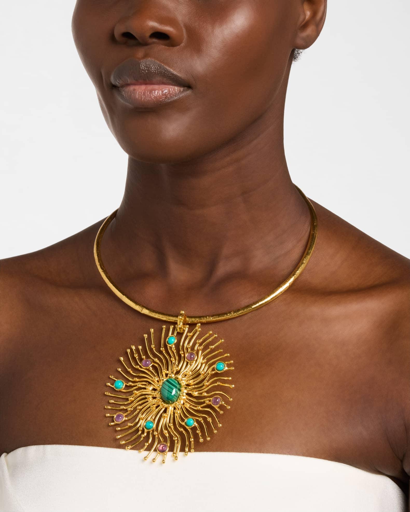 Gemstone Pendant Choker Necklace Product Image