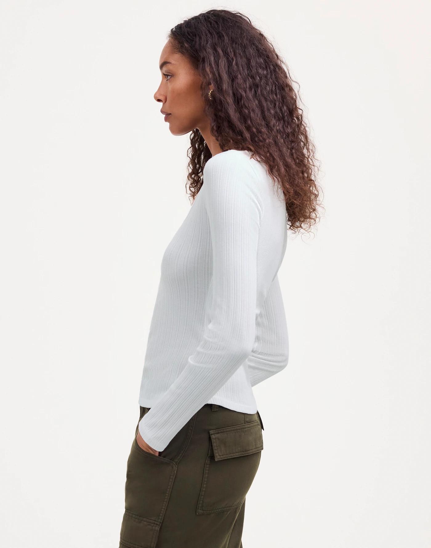 Pointelle Long-Sleeve Scoopneck Tee Product Image