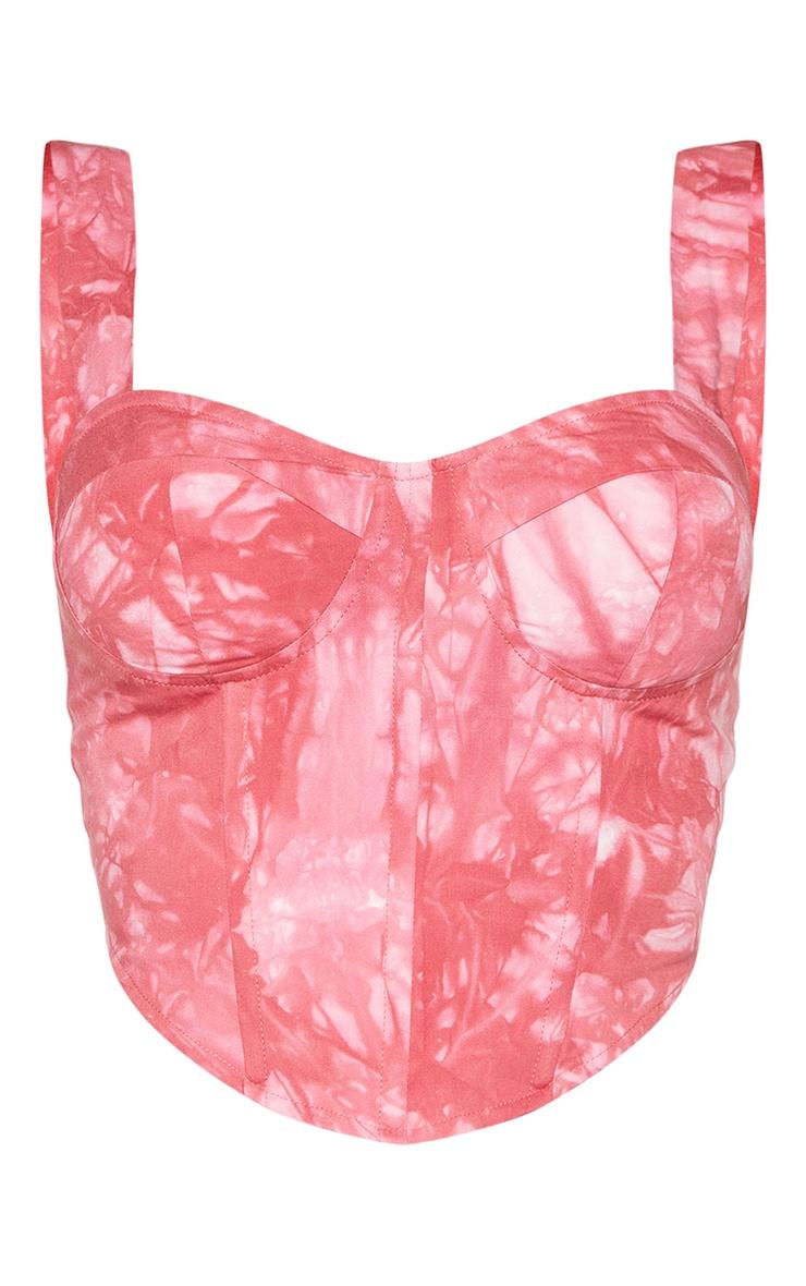 Shape Pink Tie Dye Woven Corset Crop Top Product Image