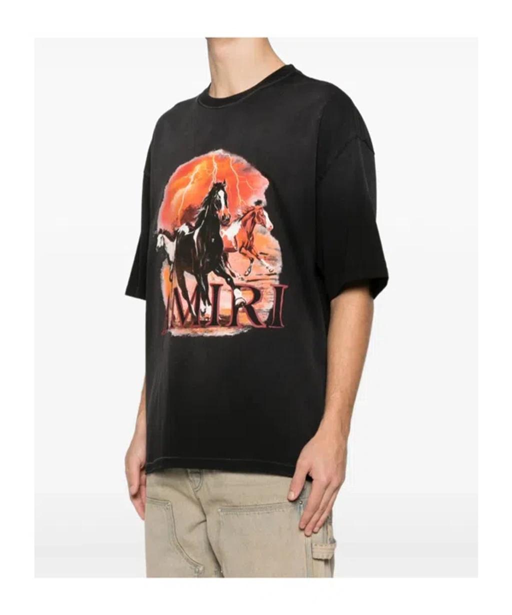 AMIRI Graphic Print Oversized Crewneck T-shirt Shirt In Black Product Image