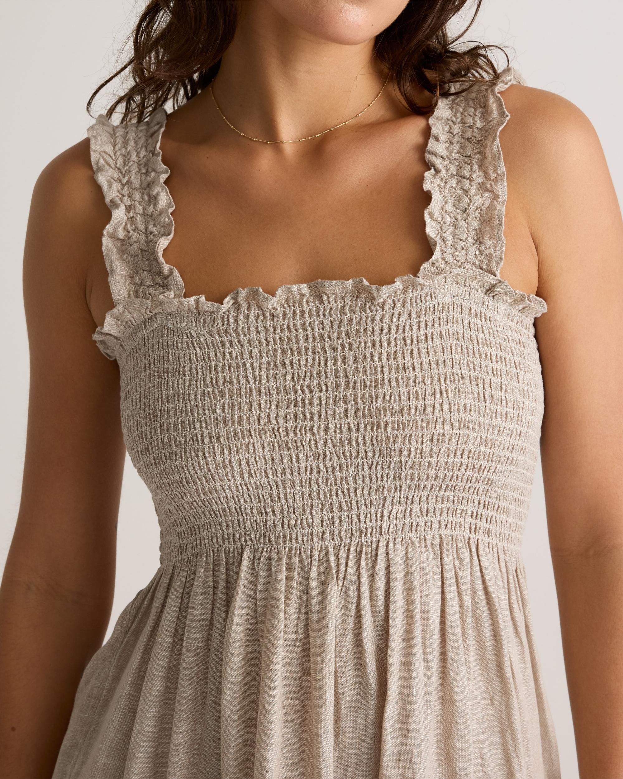 Quince | Women's 100% European Linen Smocked Midi Dress Product Image