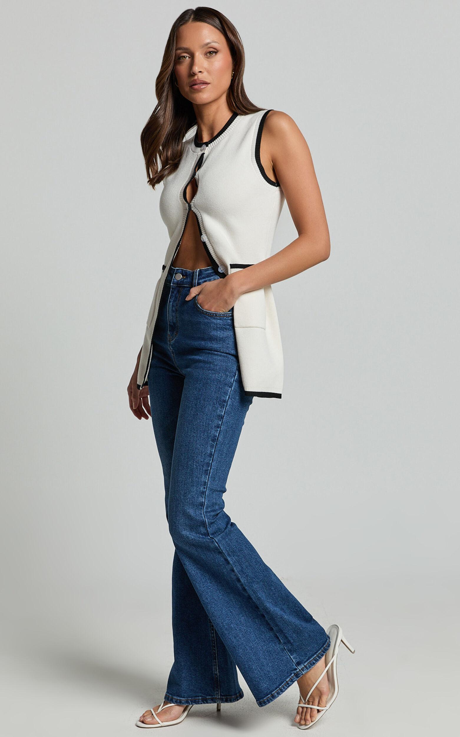 Tilda Jeans - High Waist Flare Denim Jeans in Dark Blue Wash Product Image