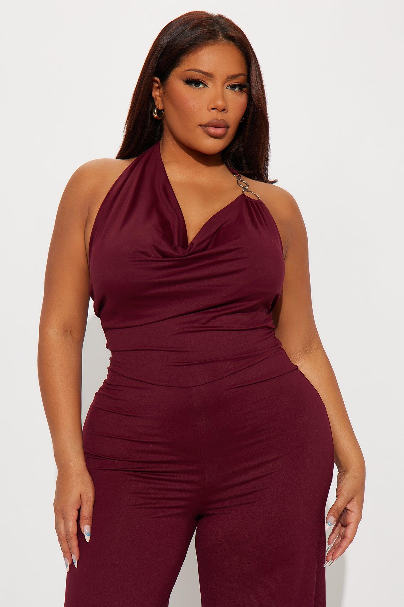 Bring It Back Jumpsuit - Burgundy Female Product Image