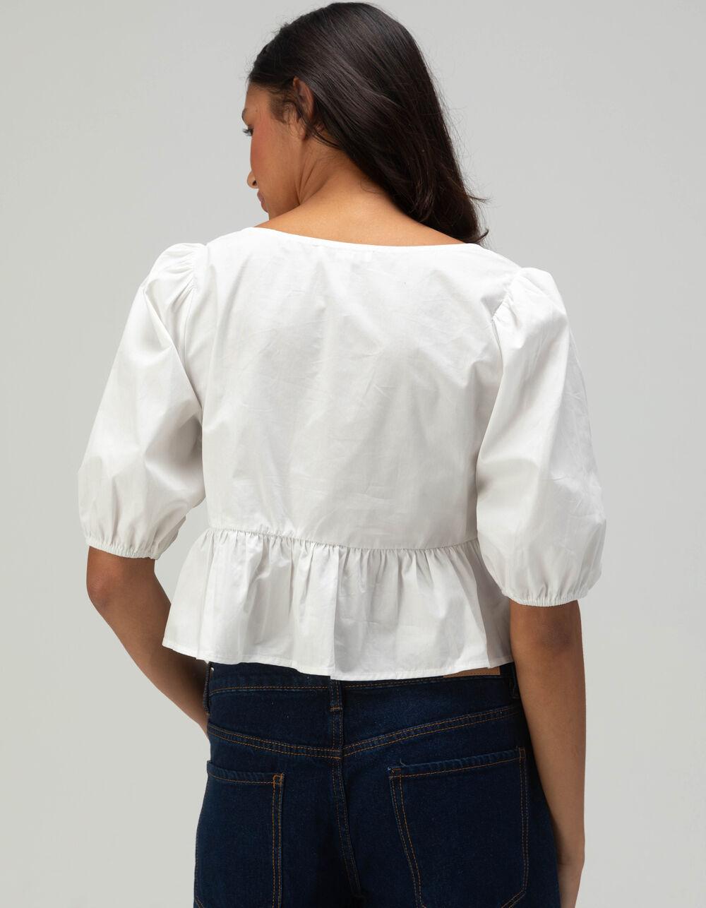 RSQ Womens Triple Tie Scoop Neck Babydoll Top - WHITE Product Image