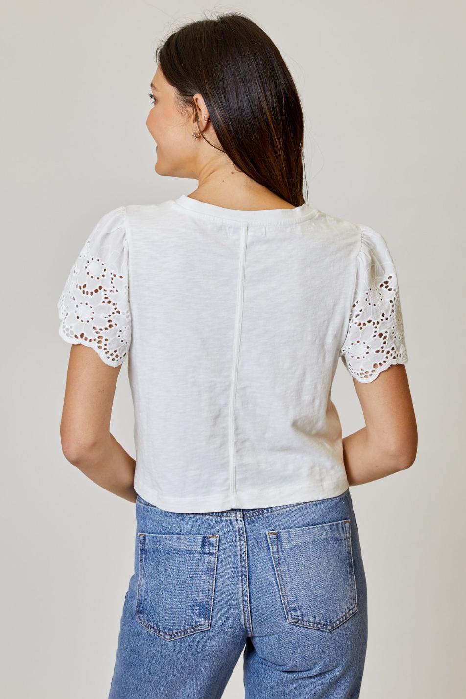 Steffi Embroidered Eyelet Tee Product Image