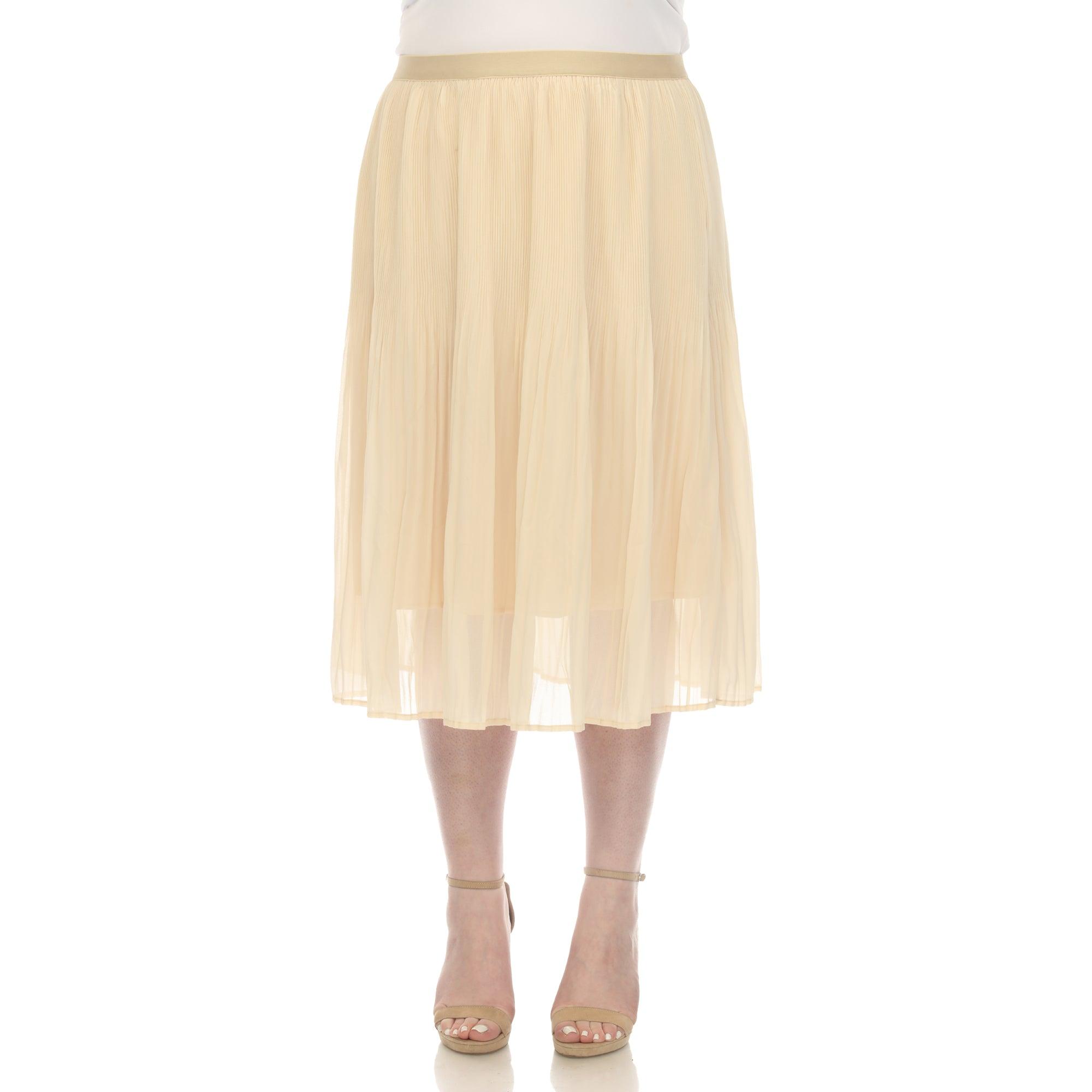 Plus Size Pleated Chiffon Midi Skirt Product Image