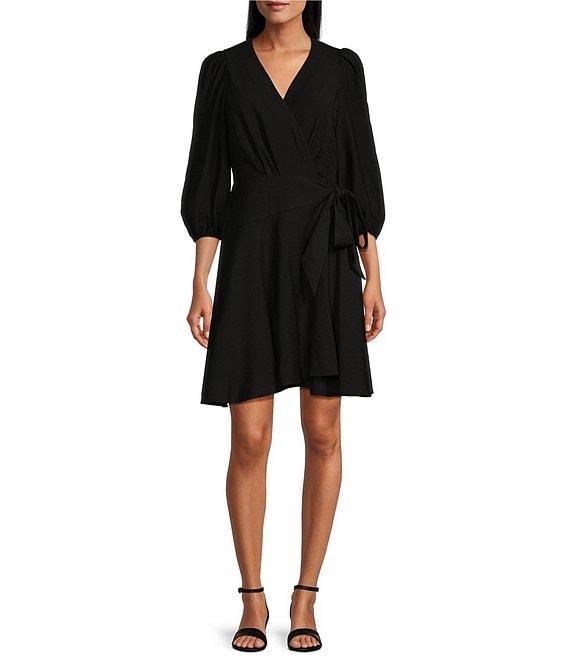Alex Marie Enola Surplice V-Neck 3/4 Sleeve Wrap Dress Product Image
