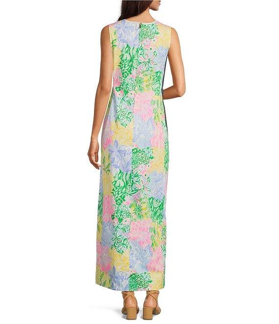 Lilly Pulitzer Sarabeth Bright Delight Patch Print Round Neck Sleeveless Maxi Dress Product Image